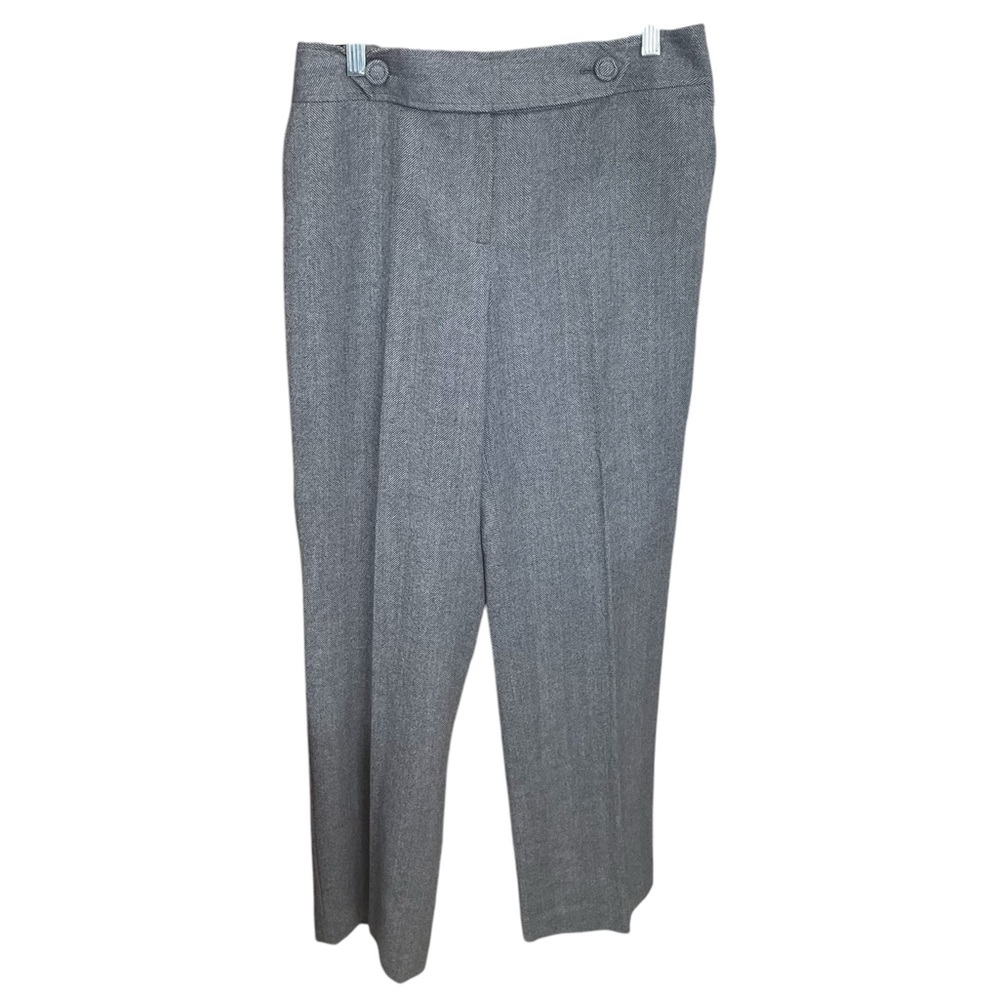 Talbots Black/Gray Herringbone Tweed Wool Blend Trousers Pants Womens Size 10